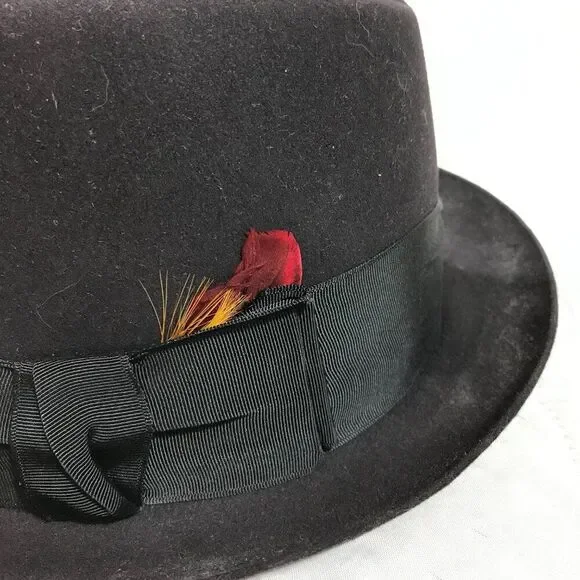 Men's VTG Dark Gray Keens‎ British Bowler Derby Hat Sz 7 1/8 shower proof